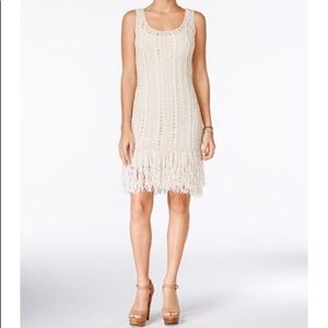 Jessica Simpson crochet fringe cream dress